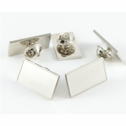 Superior Badge Blank rect. 23x12mm silver clutch fitting